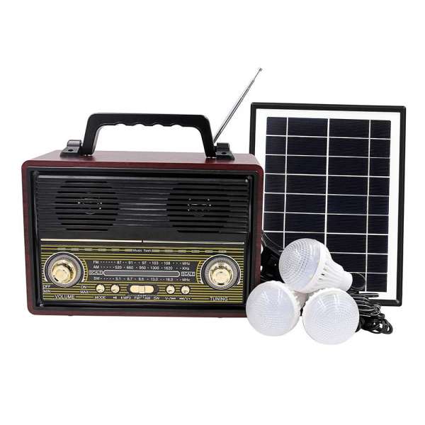 Classical Solar Power Bluetooth Speaker with Subwoofer home use Solar Panel Charging FM Radio